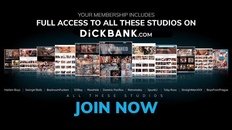 Dick bank: Frech montante Steel und william Steel necken schwanz vor der...