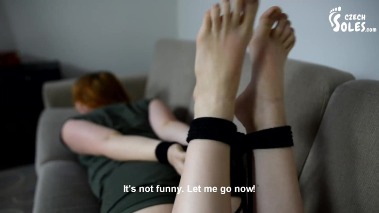 Czech Soles - foot fetish content: Bondage sotto-ragazza con solletico e punizione ai piedi