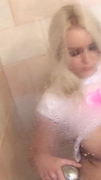 Busty Blonde Wetting Panties and Masturb