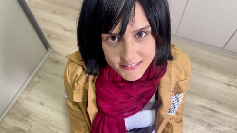 Shamelesscouple: Mikasa Cosplay BJ - Dirty Talk &amp; Cum on Tongue