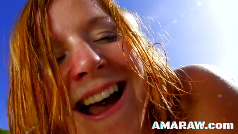 Amaraw: Fat blonde Rose Kisu getting facial on the beach