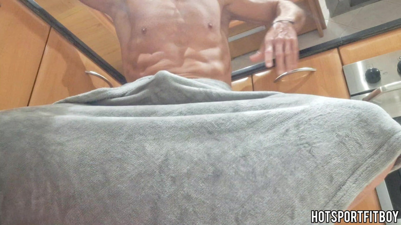 Hotsportfitboy: Hotsportfitboy Frotting Big Dick on Kitchen Counter - Loud Moans and...