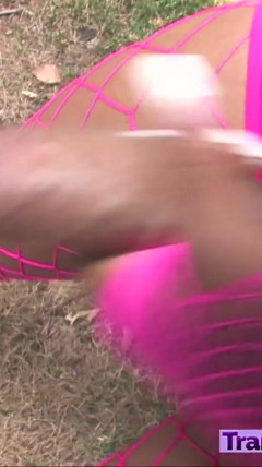 Huge BBC Pink Fishnets Pretty Petite
