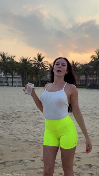 Getting Wet and Messy in See-through Top Outdoor