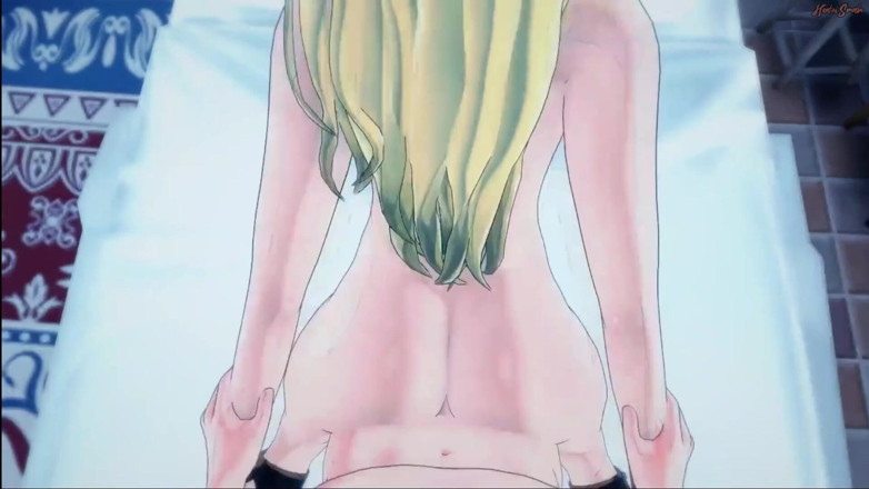Hentai Smash: Sudut pandangan pertama mengongkek Lucy Heartfilia gaya doggy dan cowgirl,...
