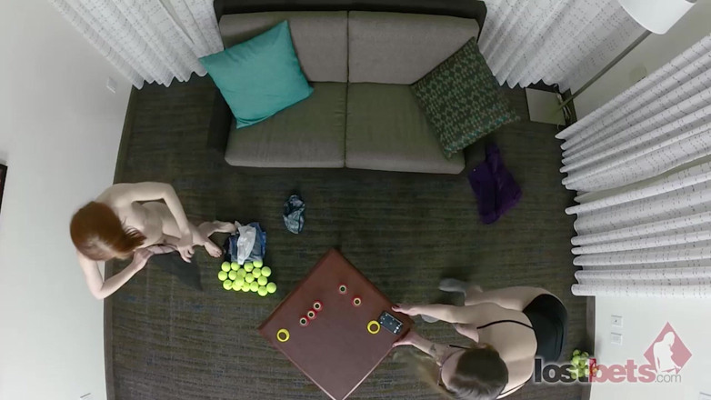 Lost Bets Games: Two Lesbians in an Intimate Strip Ball Stacks Challenge