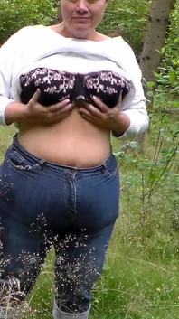 Jen Is Flashing Her Boobs in the Woods