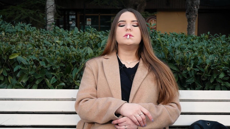 Russian Smokers: Russian Girl Spends Her Lunch Break Smoking 3 Cigs in a...