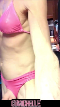 Cdmichelle Wearing Pink Bikini Swinsuit Singing to Snoop
