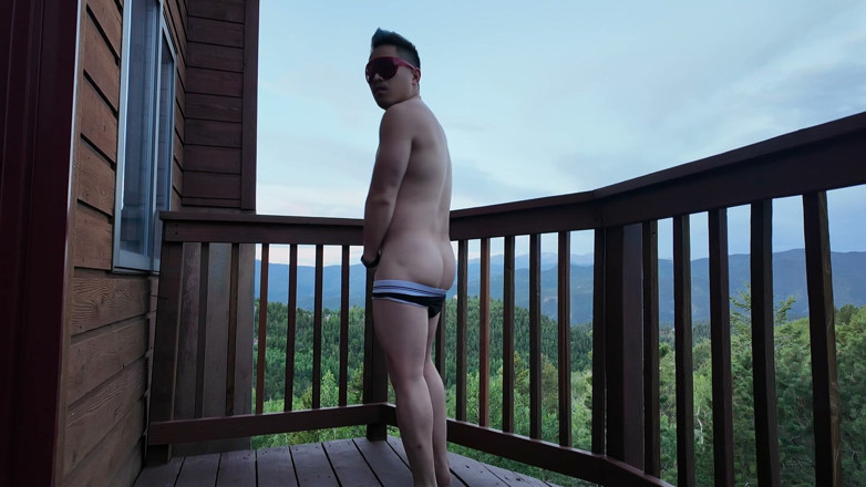 Barenakedmuscles: Asian Hunk's Balcony Flex &amp; Cum