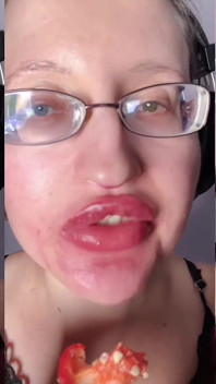 Asmr Paprika Pepper Eating - Asmr, Eye Glasses, Gianess, Lipstick, Big Lips, Mouth, Food, Face Fetish, Long Nails