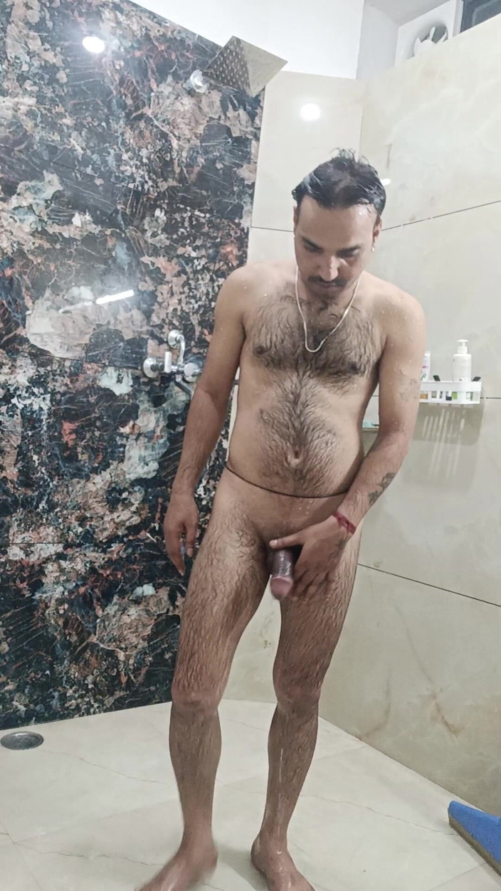 Rajasthani-old-lover: Indischer desi-mann sex und show, duschschuh und masturbation
