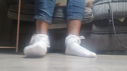 Simp to my ebony feet: my pretty white socks