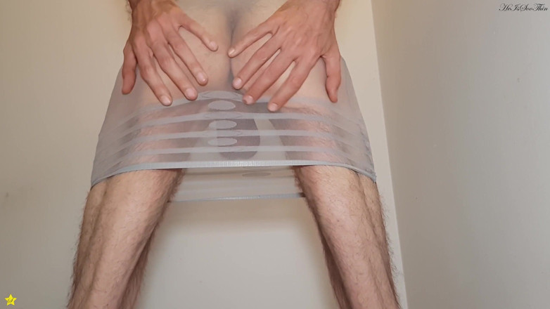 HeIsSooThin: Cumming in My Striped Mesh Dress