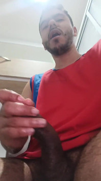 Latino Boy Masturbating His Big Uncut Cock