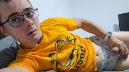 Horny College Boy Jerking off in Bed While Waiting for Stepdaddy