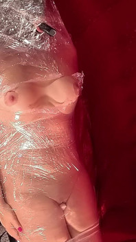 Foil Mummification with Womanizer Toys Turns to Post Orgasm Torment with a Second Orgasm