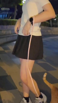 Caged Sissy with Anal Toy Walking the Cat