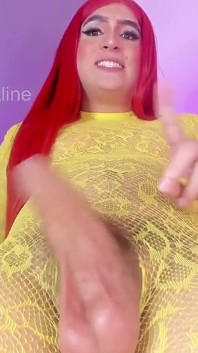 Colombian Shemale Fat White Cock in Slow Motion