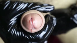 Grande orgasmo e muito esperma depois do close-up da abstinência, esperma flui