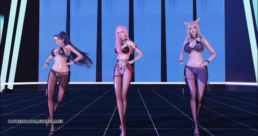 3D-Hentai Games: Kara - Stief-Ahri, Kaisa, Seraphine, sexy striptease-liga der legenden KDA
