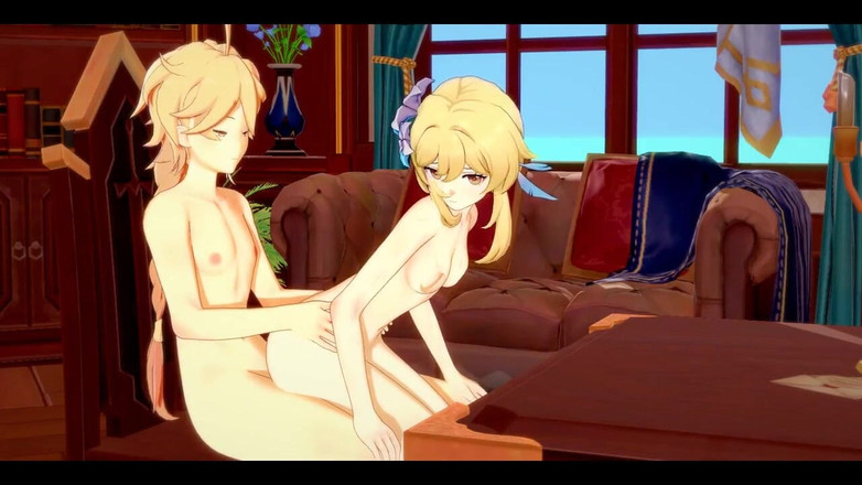 HentaiTubes: Genshin Impact Hentai - Aether en Lumine zuigen en neuken - 3D anime...