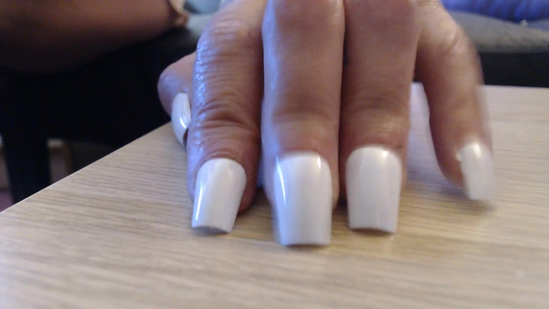 Abby Anna: Tapping clicking white fingernails