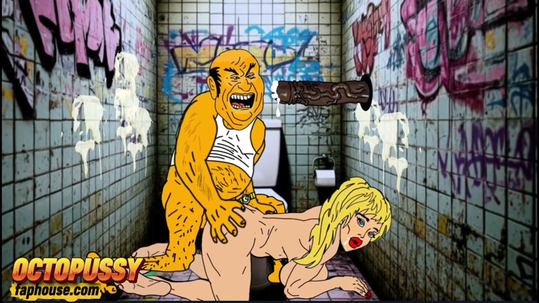Octopussy Lovers Club: White Wife Sucks Big Black Cock in Dirty Public Toilet....