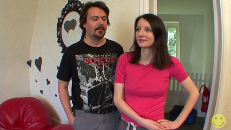 French Amateur Porn: 2 dudes for skinny pauline