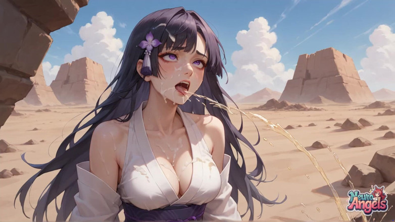 NeuroAngels: 紫色头发女神的沙漠牛奶高潮
