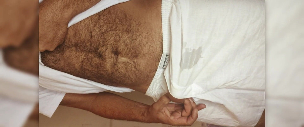 Stink HairyMale: Cumming on white shorts