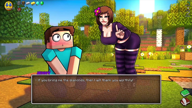 Alita: Hornycraft Minecraft parodisi - Steve Jenny'den elmas için özensiz elle muamele çekiyor