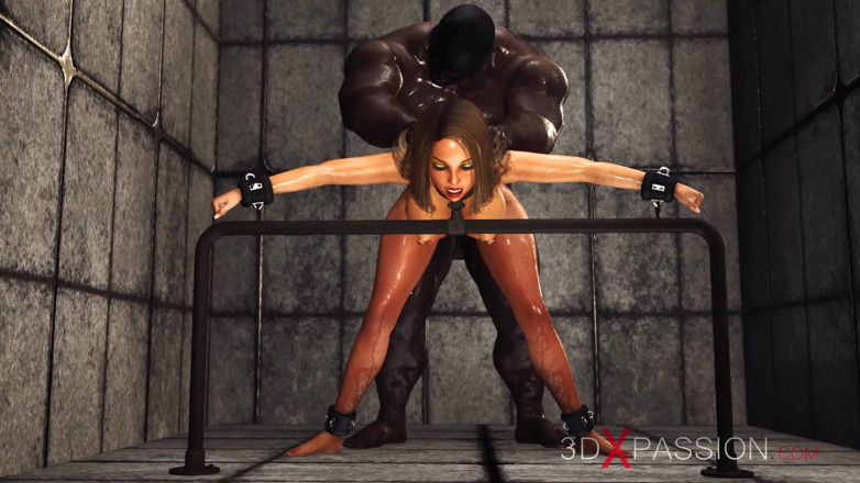3dxpassion: BDSM w więzieniu. Seksowna brunetka z wieloma cyckami zostaje ostro...