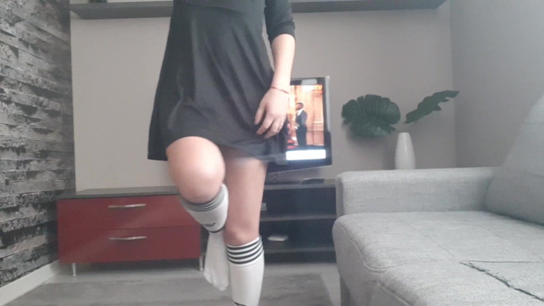 TheloveStory: Sexy blonde dancing and showing shaved pussy