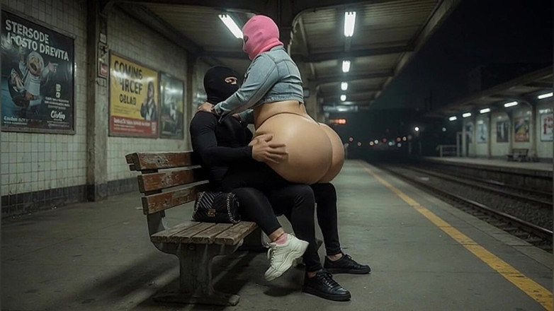Animate golden: Extraño enmascarado agarra grueso culo de grandota en la estación...