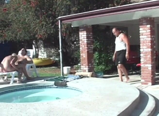 Gilfy Pleasure: Blonde gilf gets anally fucked by the pool
