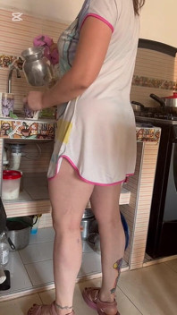 You Can See Everything in Pajamas Cooked in a Thong and Bra Underneath