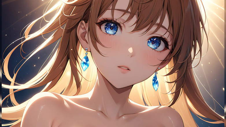 LustRender: Wznoszenie eteryczne: piękna młoda kobieta owinięta w niebieskie światło