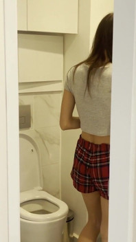 Beautiful Teen Going to Pee