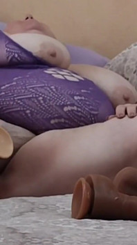 Mother-in-law Kneads Her Big Hairy Pussy with Toys