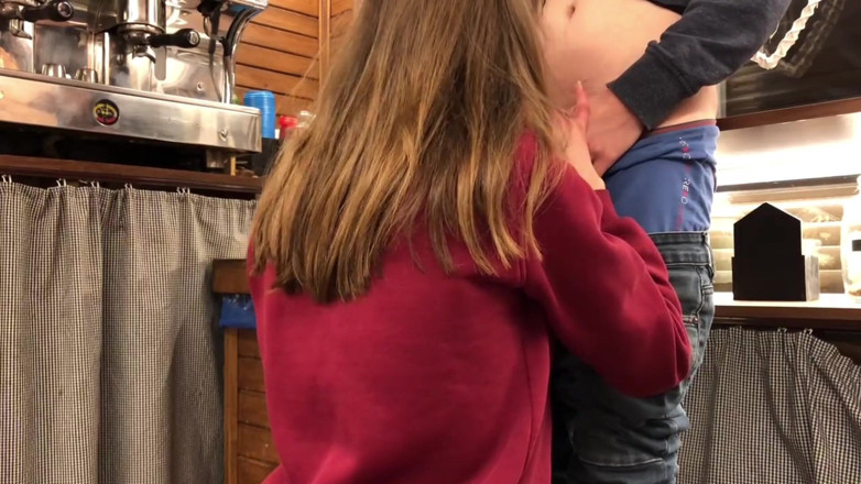 teenstep: First Blowjob at Work - Sucking a Cock While Kneeling Under...