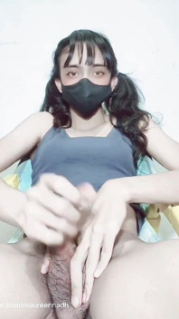 Nerd Solo Hairy Asian Shemale Masturbation