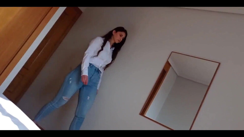Shanaxnow: Teen in Jeans High Heels Blowjob Cum in Mouth Swallow....