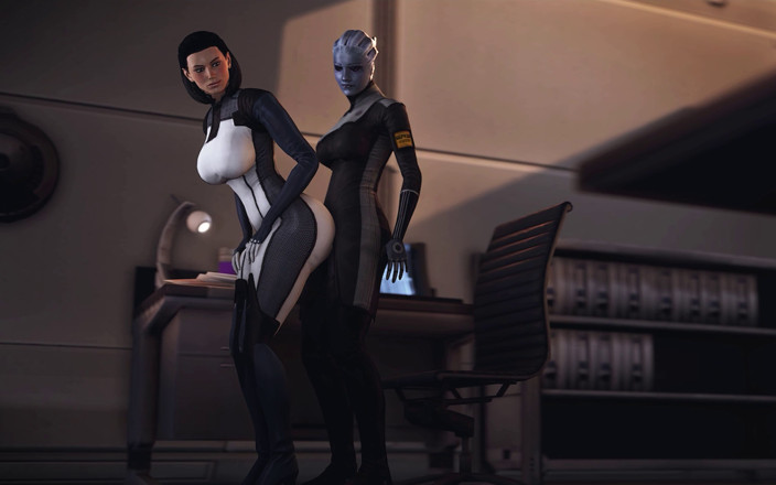 Futanari 3D: Liara dan eva futa lagi asik di pesawat ruang angkasa -...