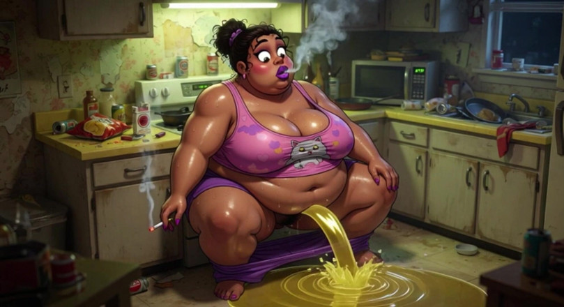 YOUR BEST FANTASY: Very Pregnant BBW Smoking While Peeing - Big Belly &amp; Dripping Pussy