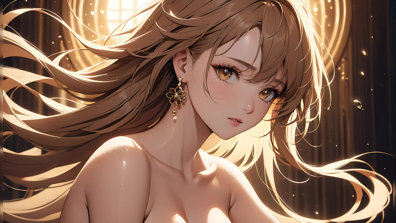 LustRender: Altın meltem: rüya gibi parıltılı güzel genç kadın