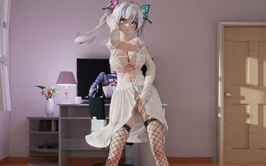 MikuMotion: [mmd]弱音phone Number镂空花嫁情趣婚纱 黑丝渔网袜