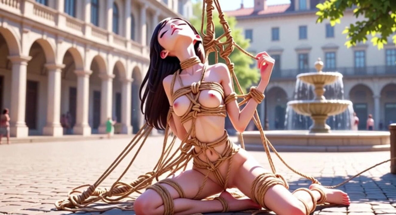 YOUR BEST FANTASY: Public Plaza Bondage - Naked Woman Suffering Humiliation