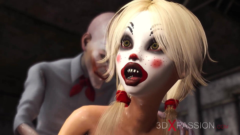 3dxpassion: Joker wali ostro uroczą seksowną blondynkę w masce klauna w...