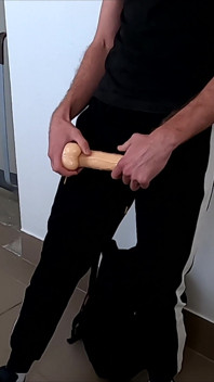 A Guy Fucked Himself in the Entryway with a Rubber Dildo